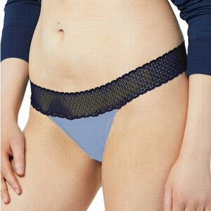 Bombas Women's Cotton Modal Bikini Thong with Stretch Lace Two Tone NWT